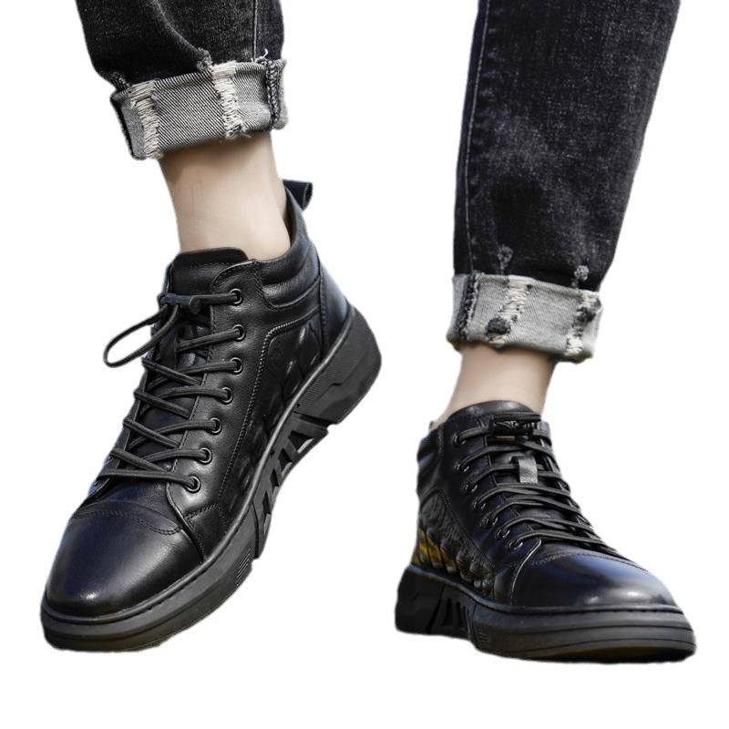 Pure Color Tied Trendy Wild Youth Men's Shoes