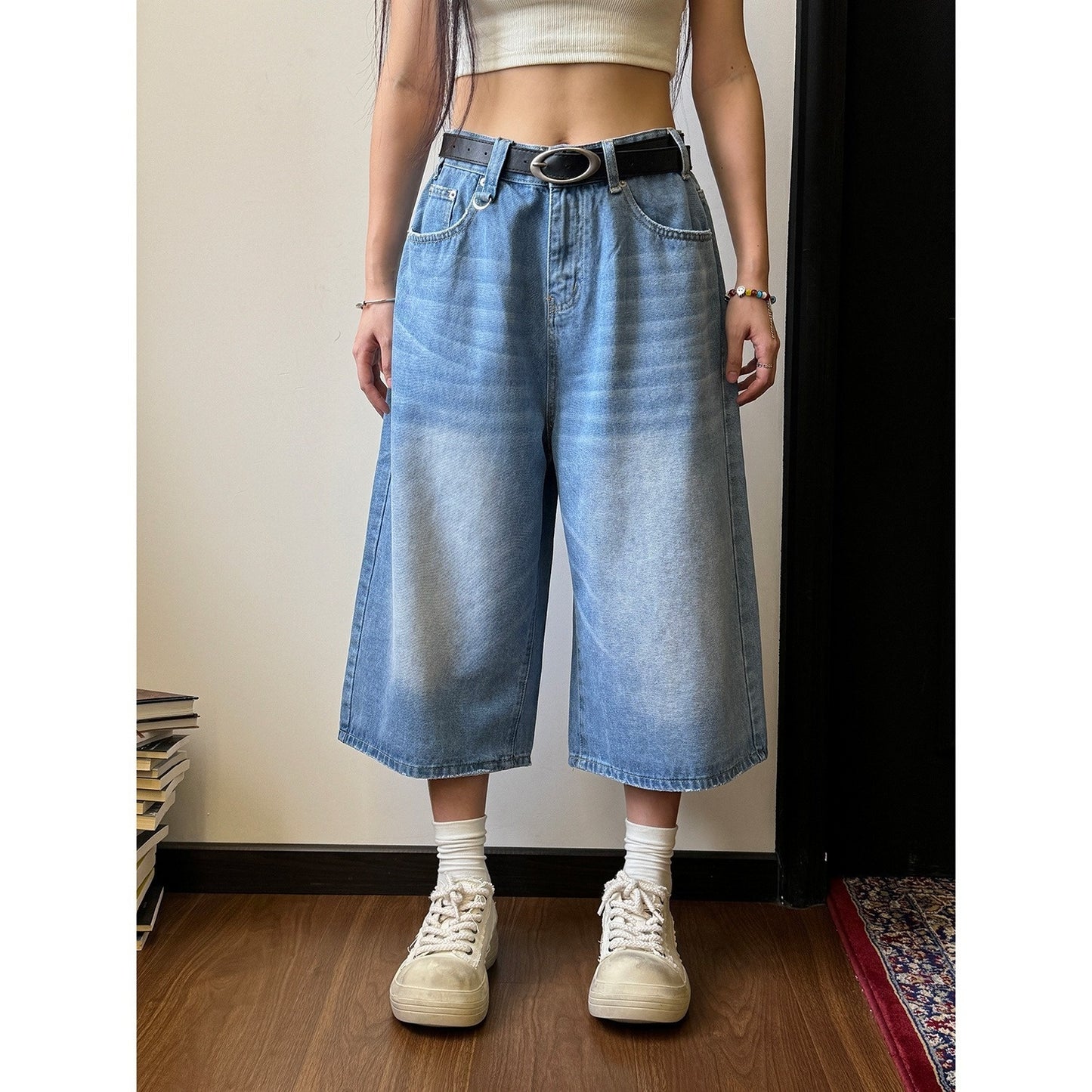 Summer New Jeans Shorts Men's Loose Straight Loose