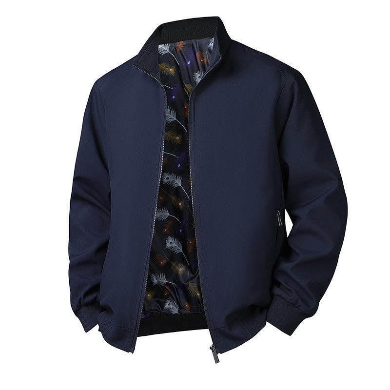 Plus Size Men's Spring Long Sleeve Stand-up Collar Jacket
