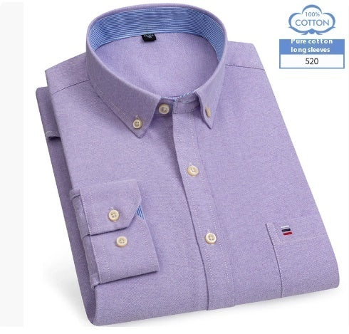 Middle-aged Men's Long Sleeve Pure Cotton Plaid Shirt