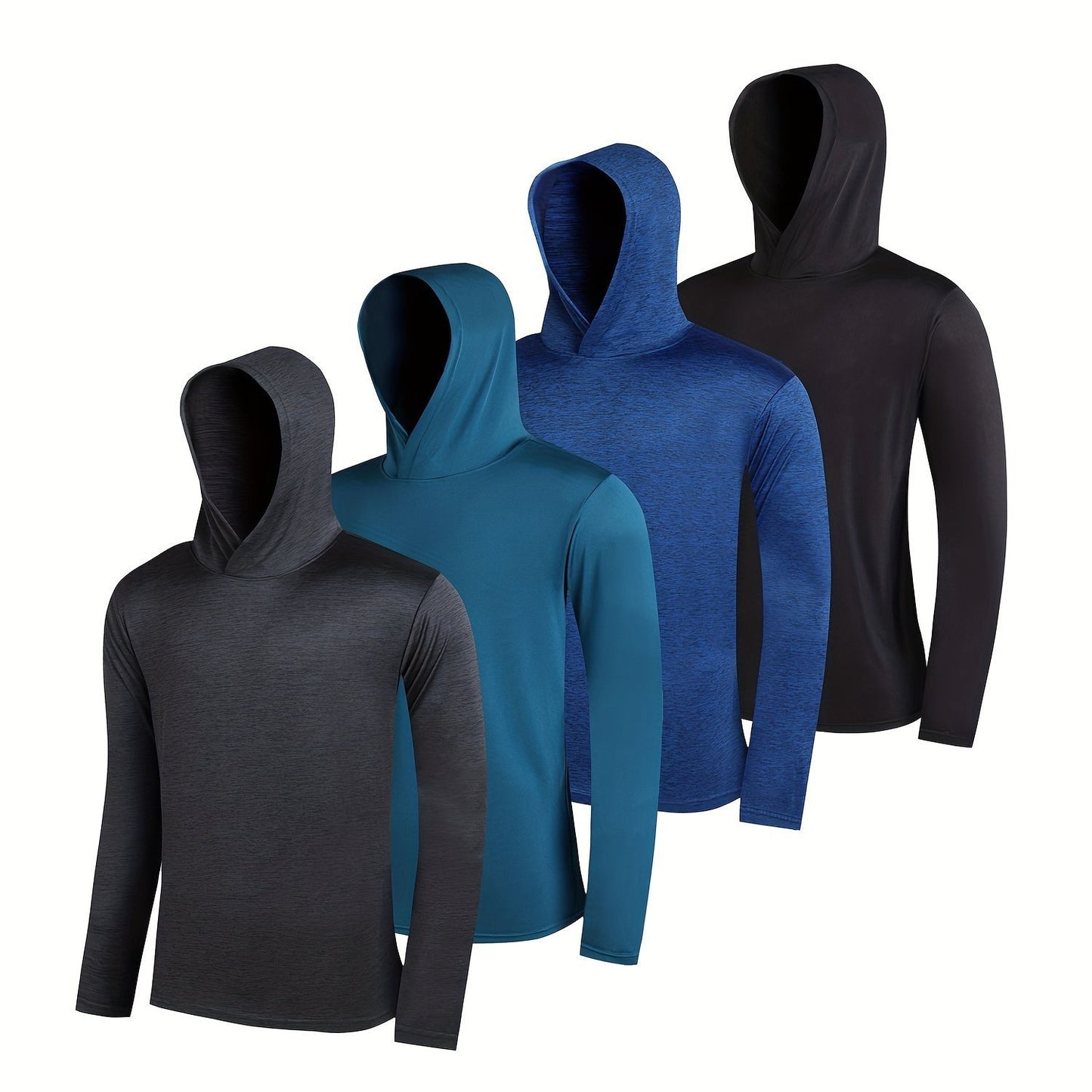 4-piece Men's Lightweight Hoodie Elastic Polyester Fiber Long