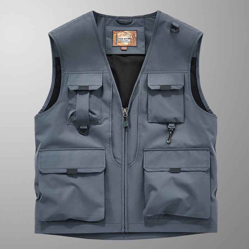 Frock Vest Men's Coat Fishing Multi-pocket Vest