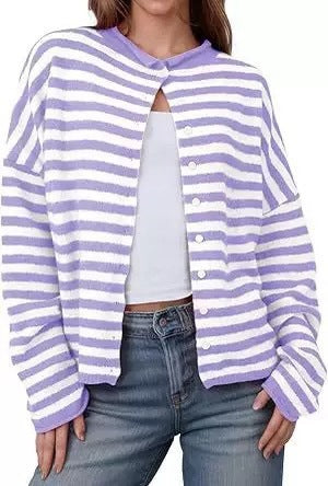 European And American Commuters' Knitted Shirt Soft Glutinous Stripes