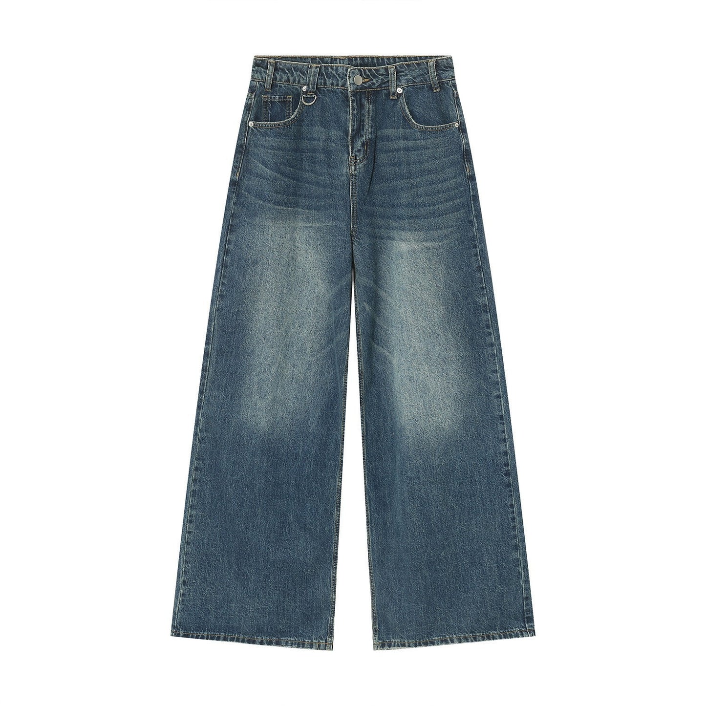Retro Hong Kong Style Distressed Loose Wide Leg Mopping Jeans