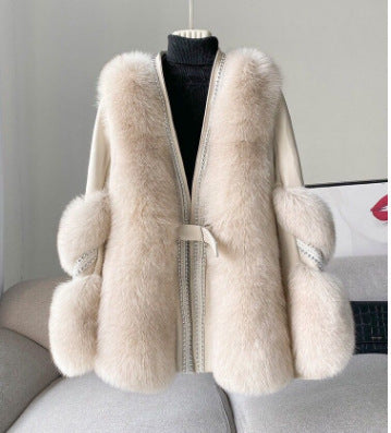 Loose Fashionable Warm Mid-length Fur Coat