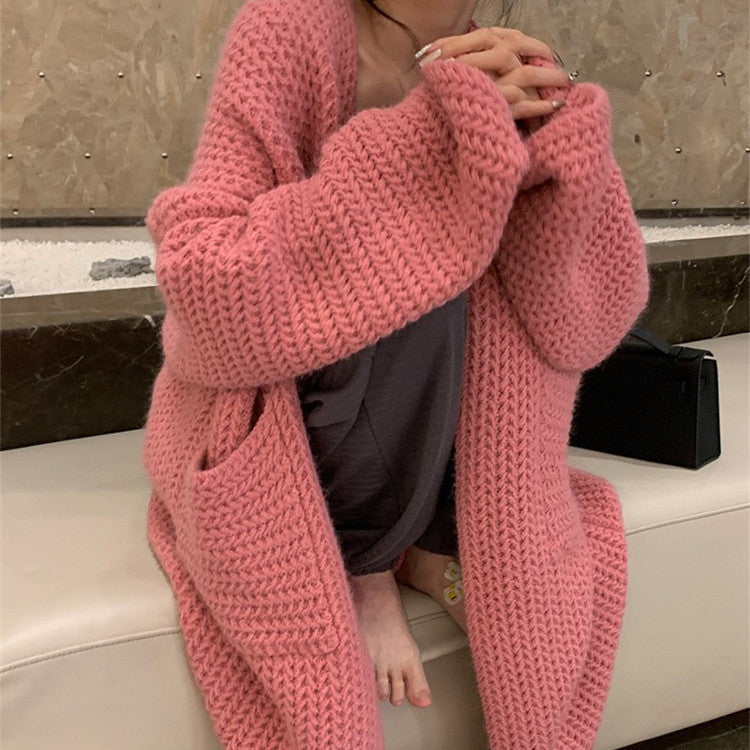 Hepburn Style Solid Color Knitted Cardigan Soft Glutinous