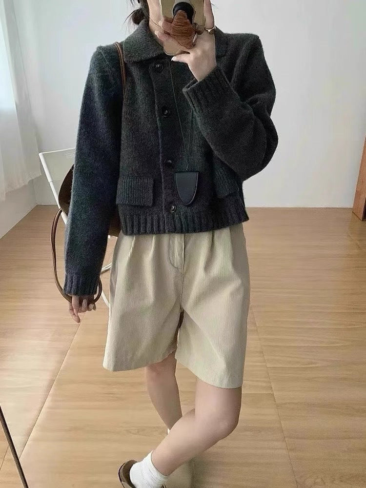 Fashionable All-match Faux Pocket Knitted Cardigan