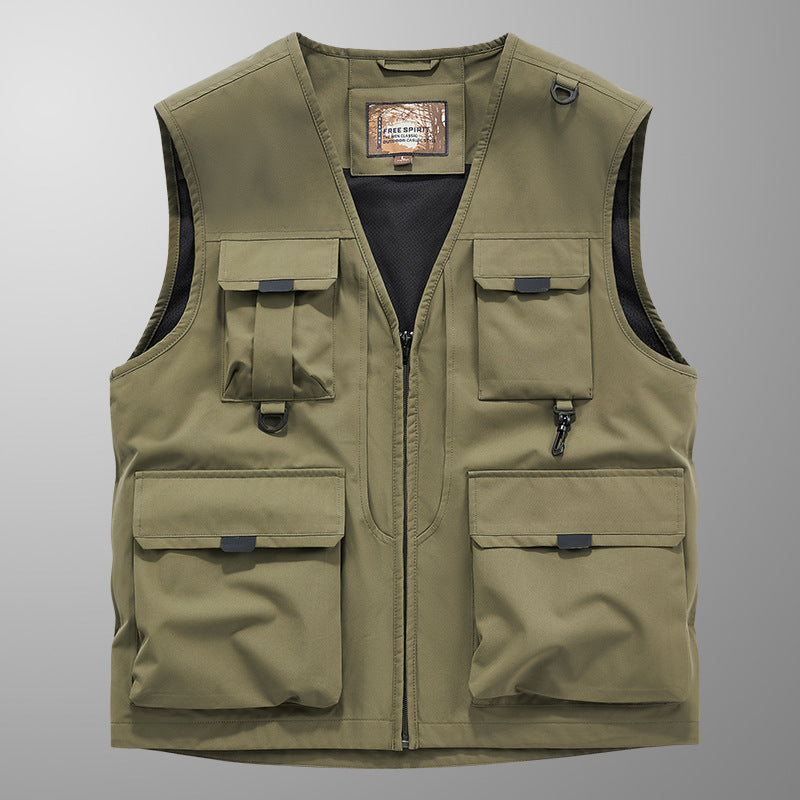 Frock Vest Men's Coat Fishing Multi-pocket Vest