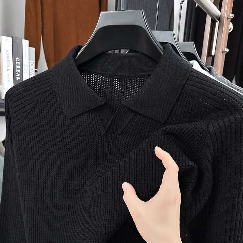 Men's Spring And Autumn Trendy All-matching Scissors Collar All-matching