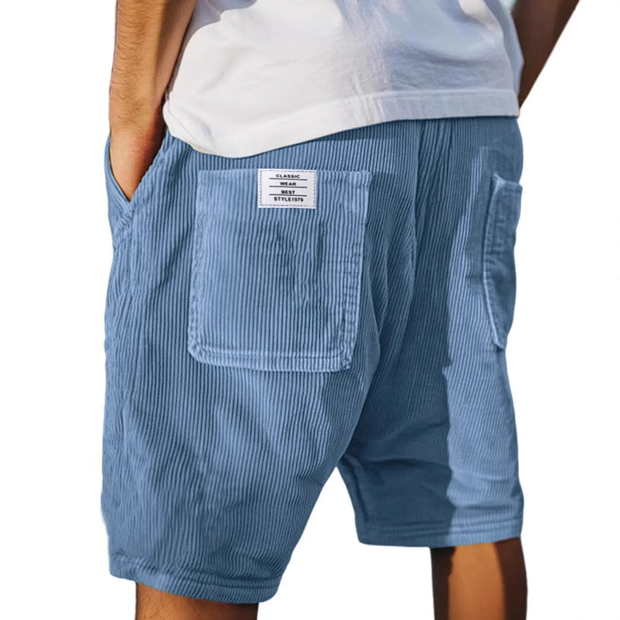 Men's Multi-pocket Embroidery Mark Corduroy Shorts