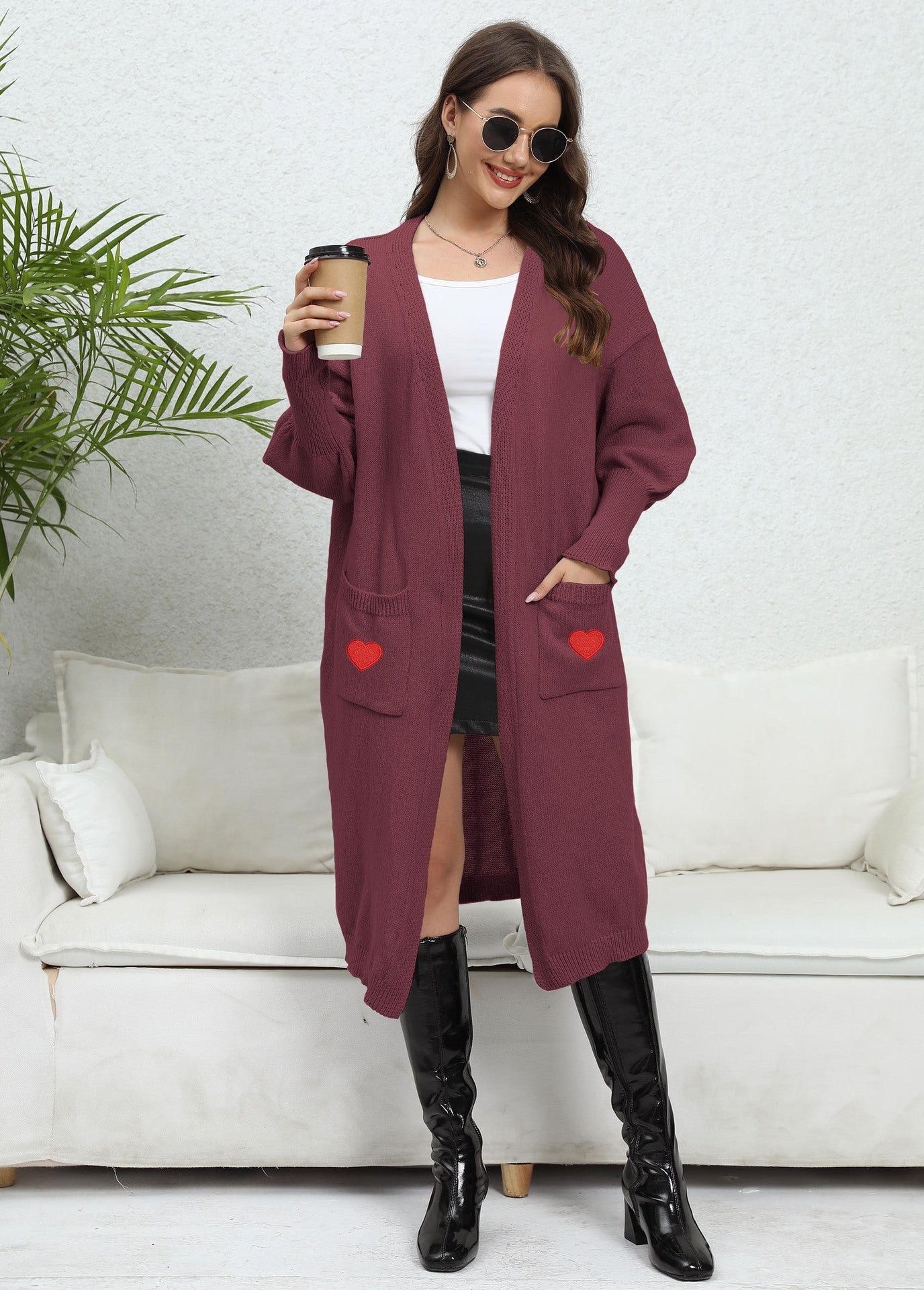 Women's Loose And Lazy Style Love Sweater Cardigan