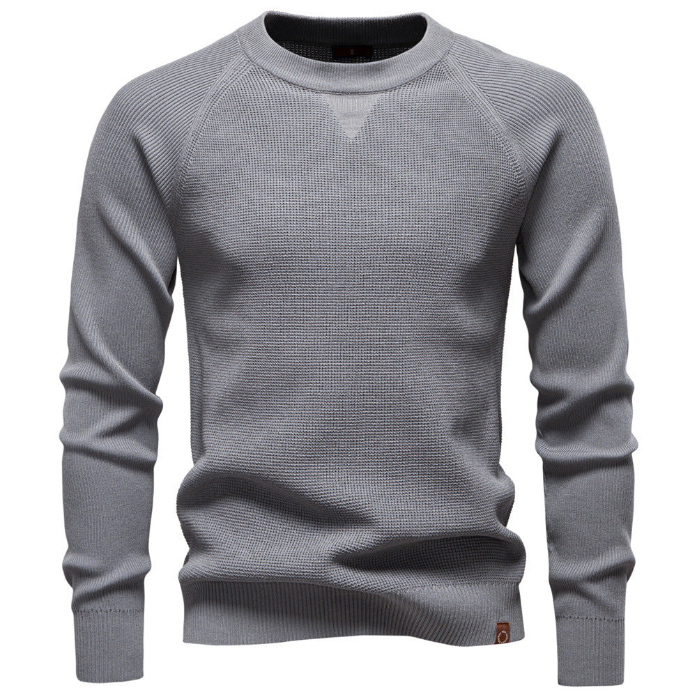 Round Neck Fashion Solid Color Sweater Men's High Quality Business Casual Knitted Men's Sweater