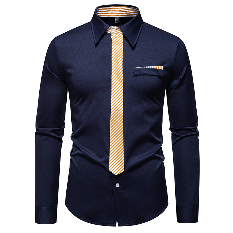 New Fashion Temperament Men's Long-sleeved Shirt
