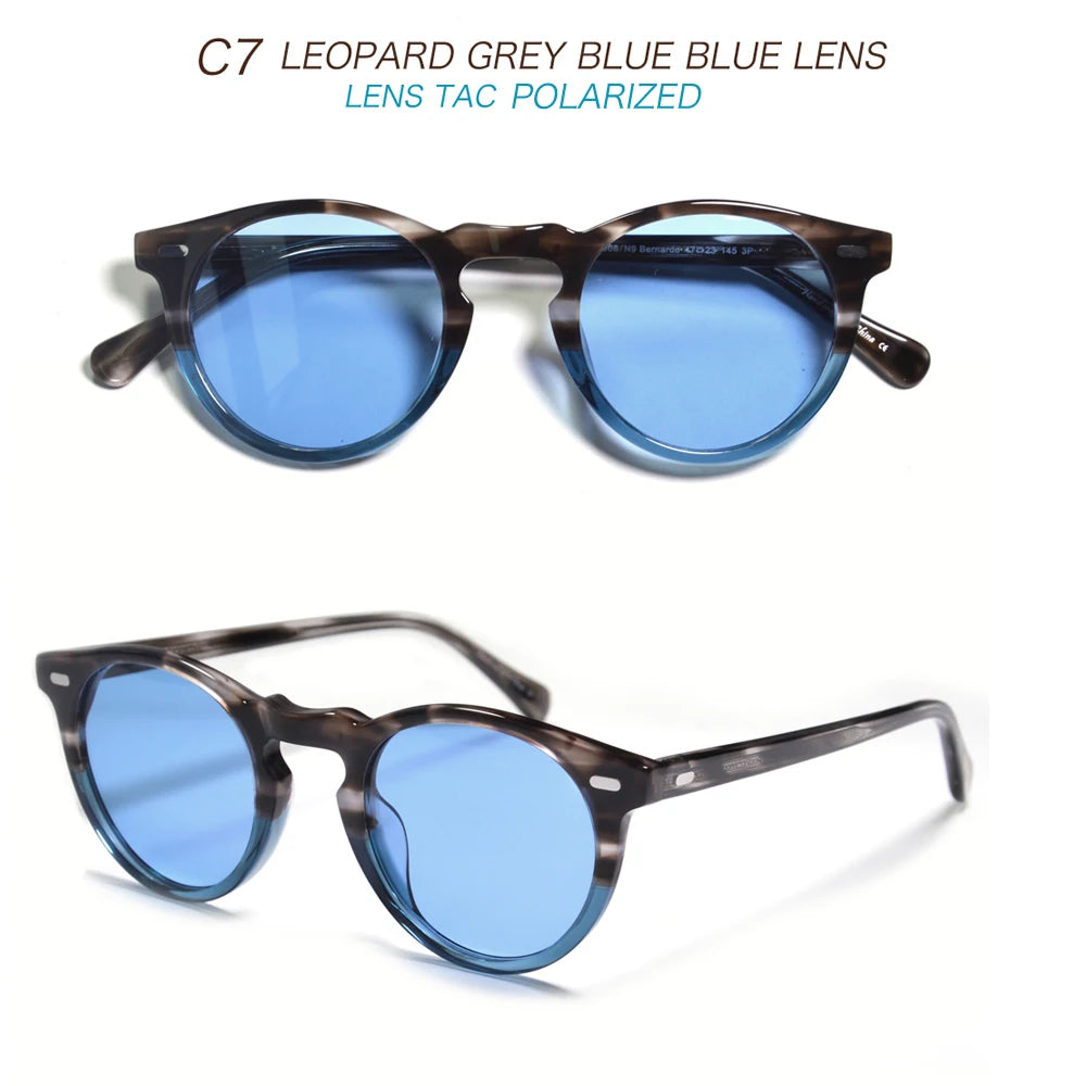 Gregory Peck OV5186 Vintage Round Men Sunglasses Frame Transparent Trendy Cicle Sunglasses for Women Polarized Round Sunglasses