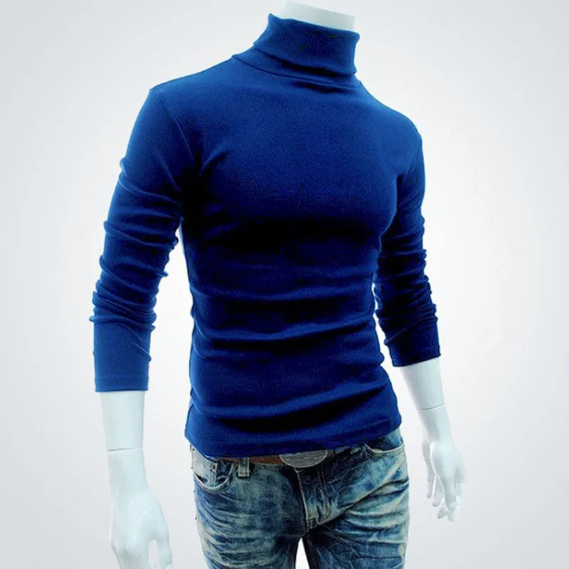 Autumn Winter Men's Sweater Mens Turtleneck Solid Color Pullovers Men Clothing Slim Fit Male Knitted Sweaters pull homme MY277