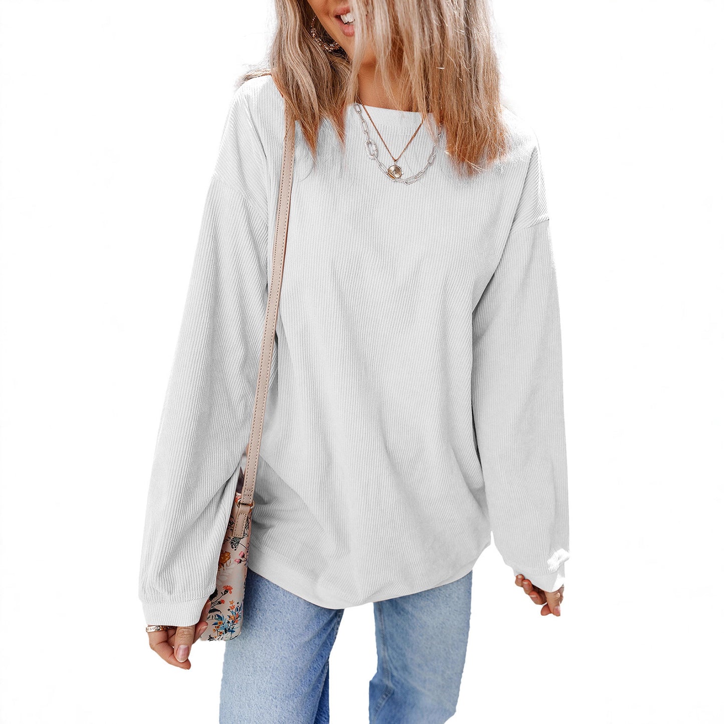 Casual Letter Loose Long-sleeved Sweater Round Neck Pullover