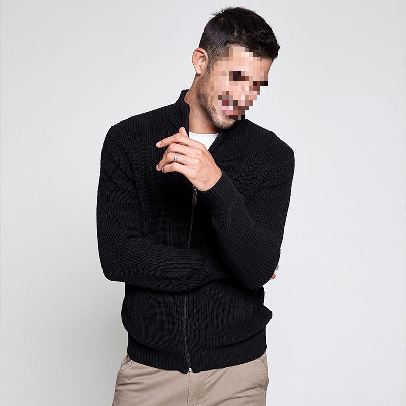 Men's Half-high Collar Cardigan Sweaters Slim Jacket