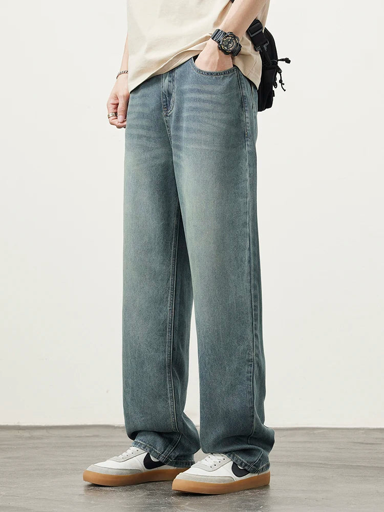 Lyocell Spring Summer New Straight Jeans Men's Fashion Vintage Y2k Pants Streetwear Male Loose Casual Male Wide Denim Trousers