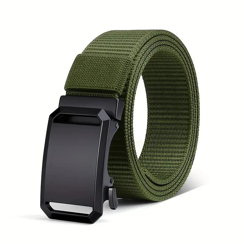Men's Belt Automatic Metal Buckle Nylon Webbing Outdoor Work Tactical Belt Toothless Automatic Buckle Casual Sports Canvas Belts