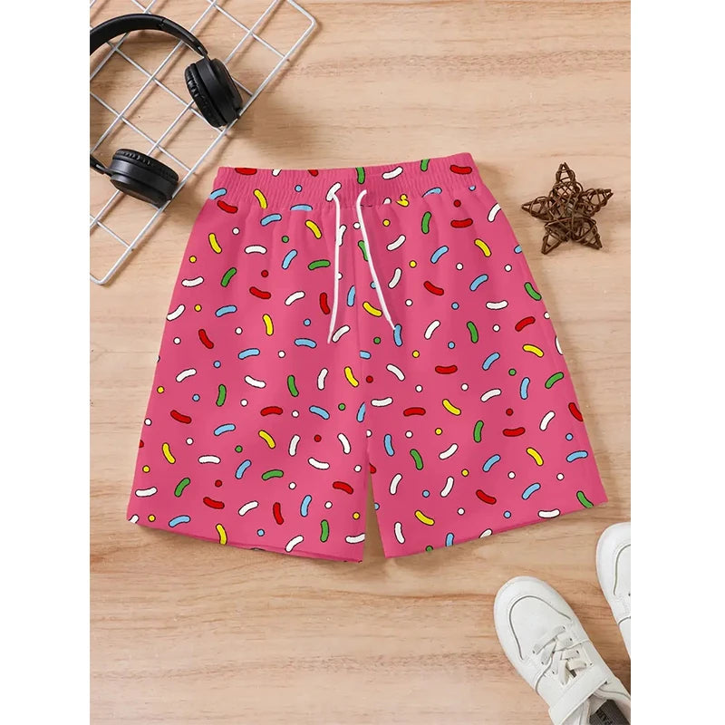 Vacation Men's Stripe Print Funny Drawstring Waist Board Shorts Summer Fashion Swim Trunks 3D Print Skateboard Shorts Streetwear