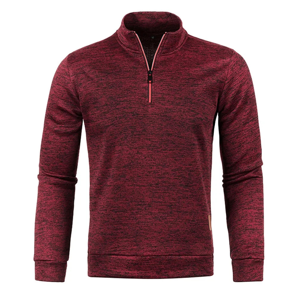 Men's Stand Collar Pullover Zipper Twist Knit Pullover Men's Thicker Sweatshirts Autumn Solid Color Turtleneck Sweaters