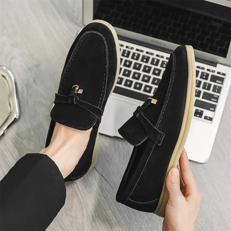 Fashion Men's Casual Shoes Genuine Suede Leather Men Classic British Style Tassels Loafers Moccasins Mens Outdoor Driving Flats