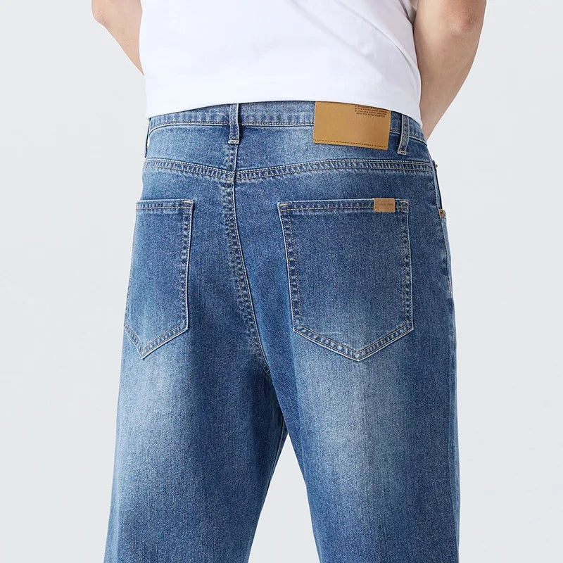 Summer New Casual Men's Ultrathin Jeans Business Breathable Brand Trousers Comfortable Straight Loose Male Denim Pants