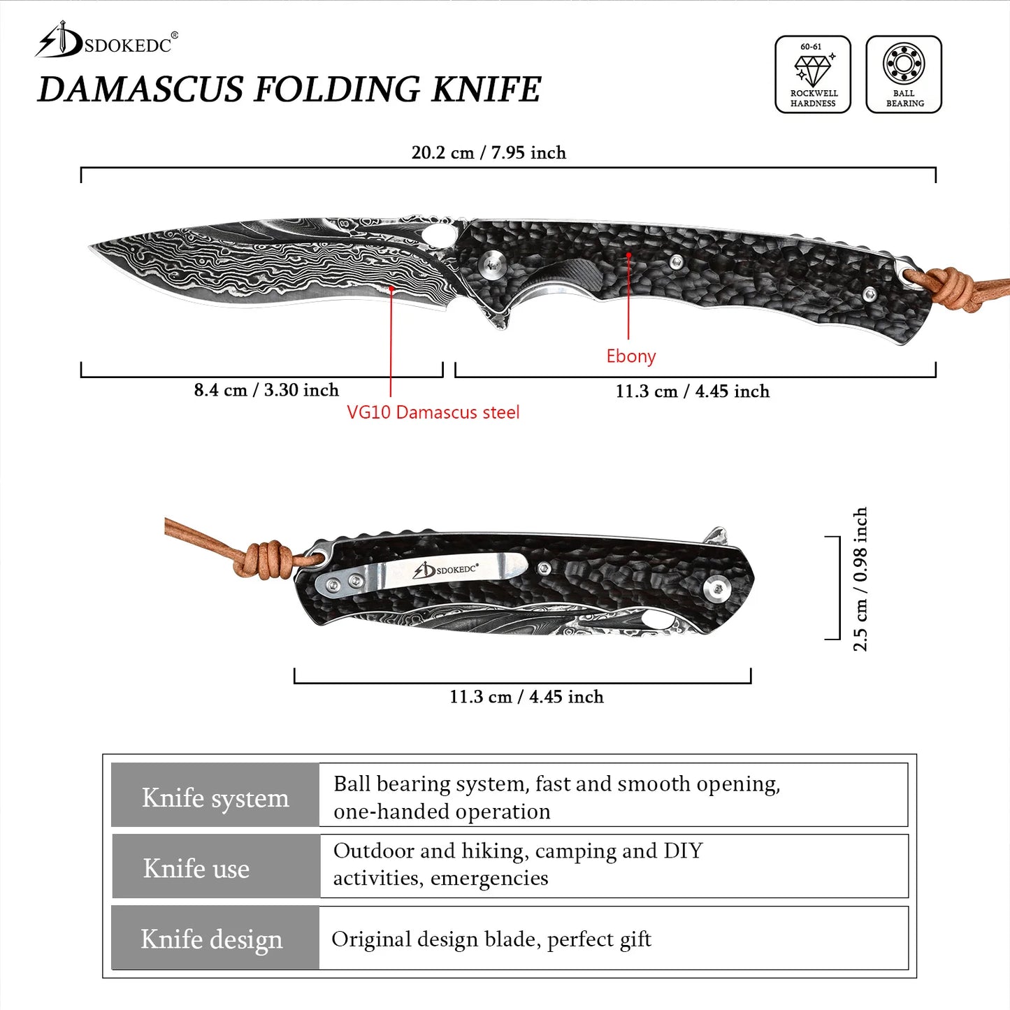SDOKEDC Knives VG10 Damascus Flipper Pocket Folding Knife Tactical Military Outdoor Tools Camping Survival Hunting EDC Navaja
