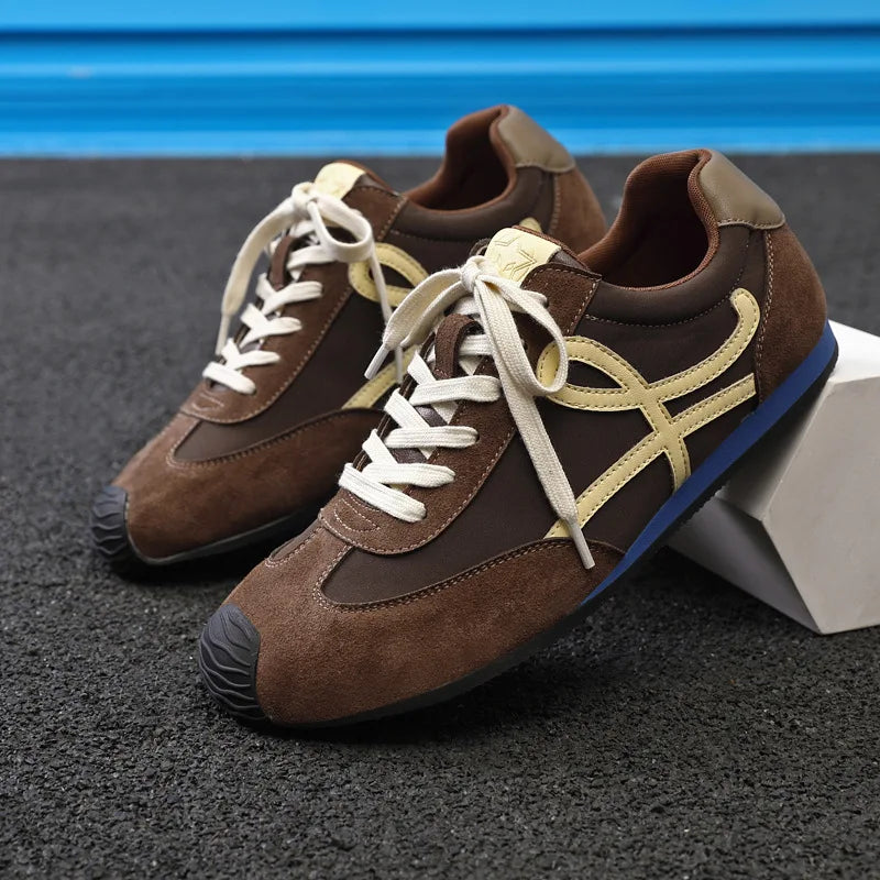 New vulcanized wedged sneakers men laced up sports shoes man casual non slip trainers comfortable jogging shoes male sneakers