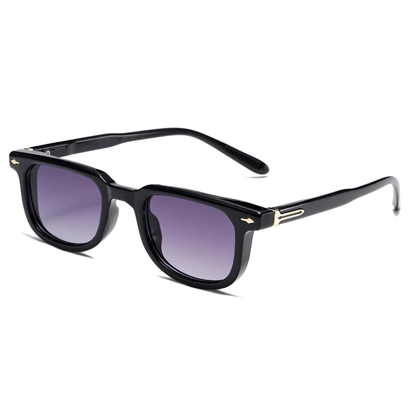 Luxury Vintage Square Men Sunglasses Rivets Driving Shades Fashion Gradient Leopard Eyewear Blue Green Trendy Sun Glasses UV400