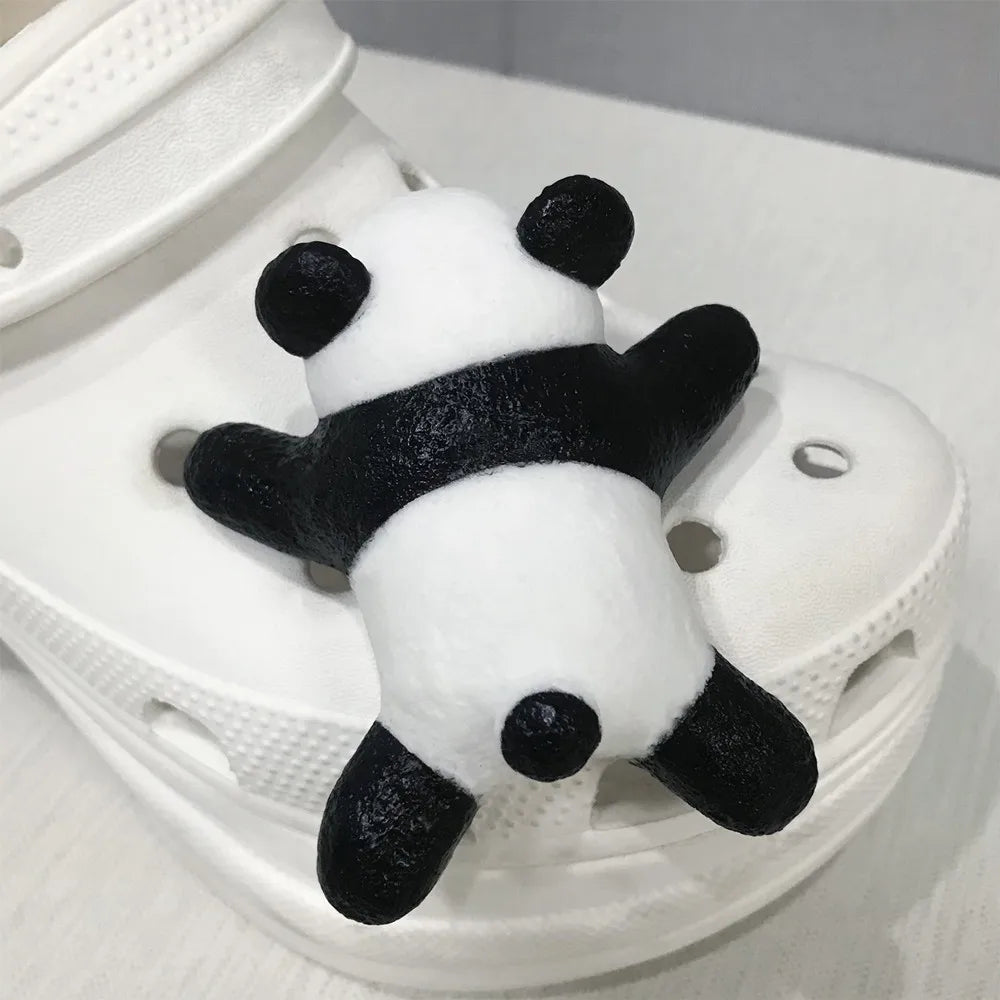 New Cute Panda Sports Sandals Accessory Cartoon DIY Decorative 3D Buckle Accessory Shoes Flower Summer Slippers Decorative