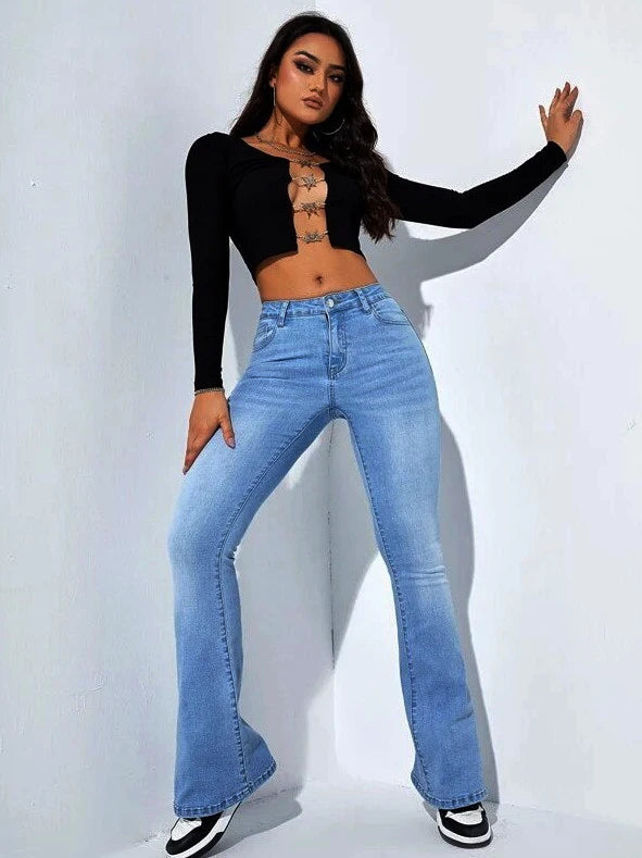 Women's new micro-La jeans high waist stretch comfortable all-match