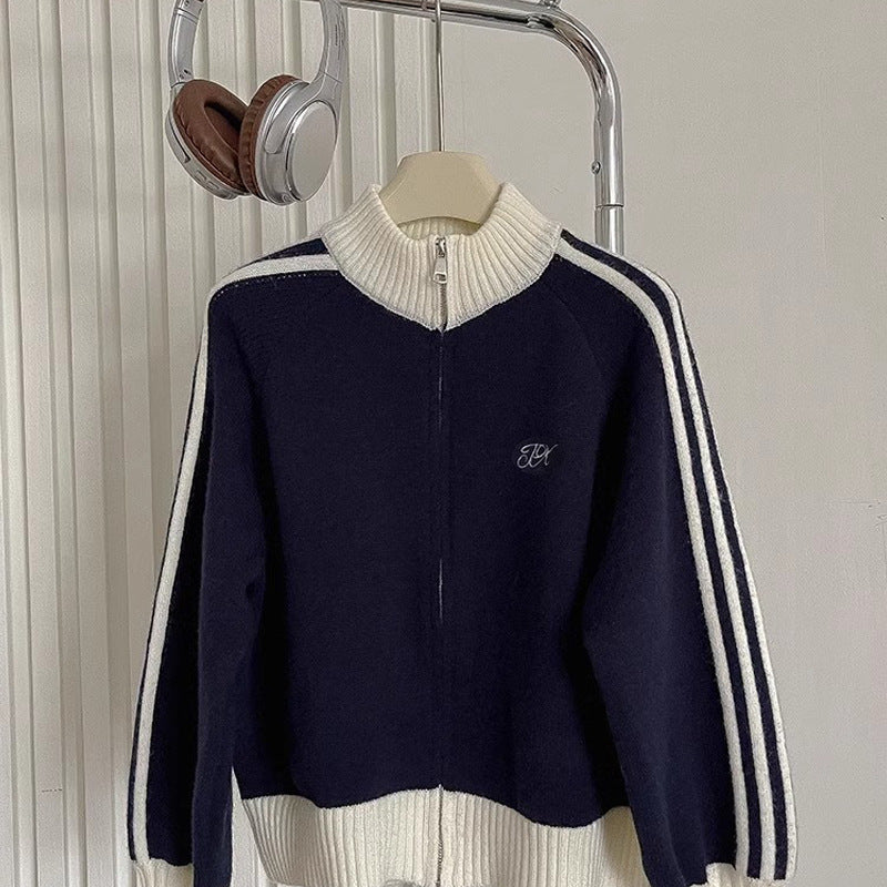 Women's Long-sleeved Stand Collar Sweater Coat