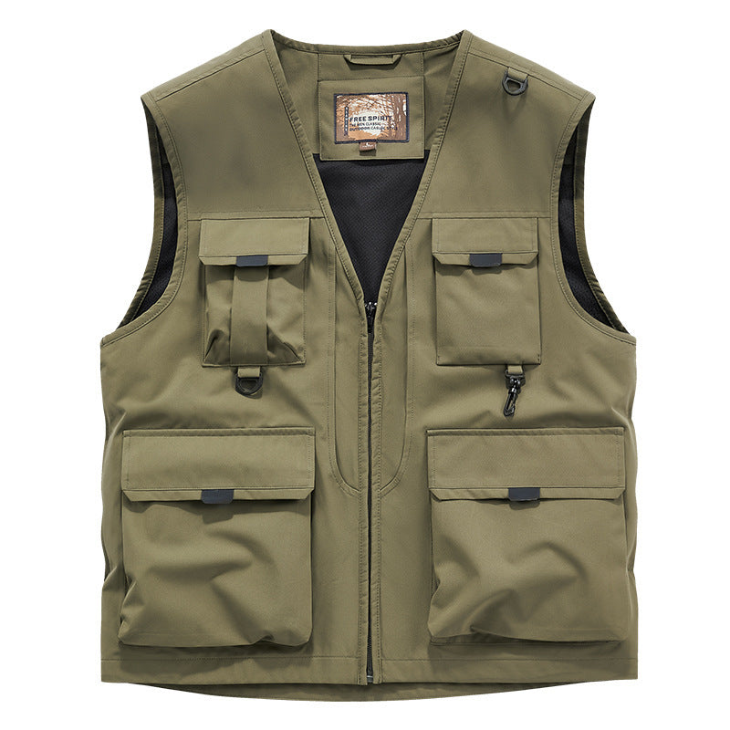 Frock Vest Men's Coat Fishing Multi-pocket Vest