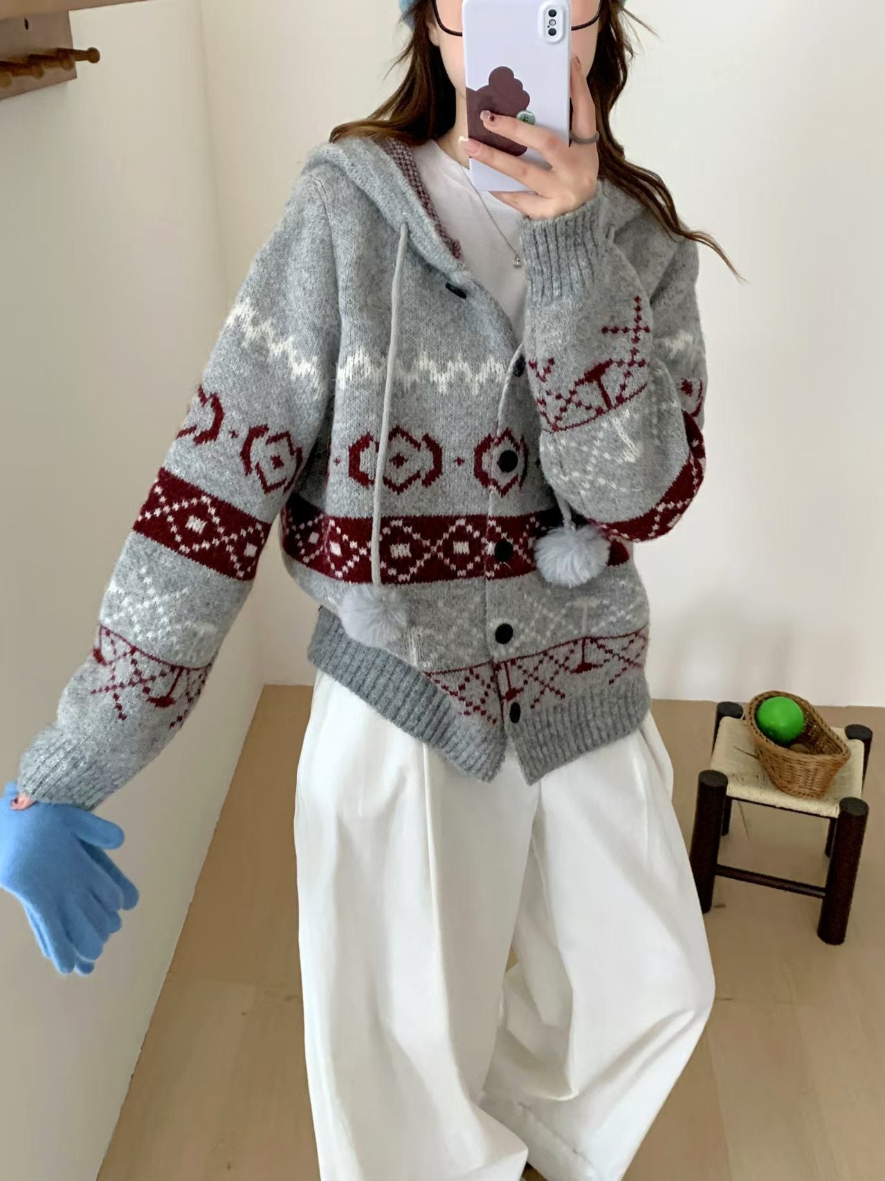 Idle Style Brocade Sweater Plus Size Women's Coat