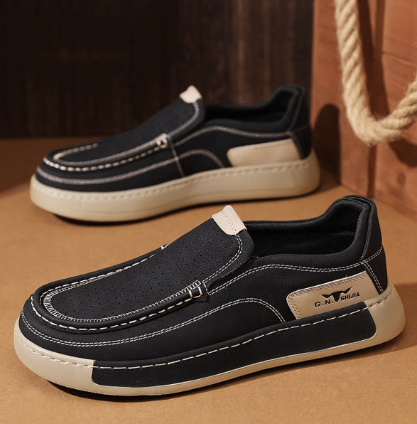 Breathable Hollow Leather Shoes Slip-on Men's Summer Business Casual Shoes