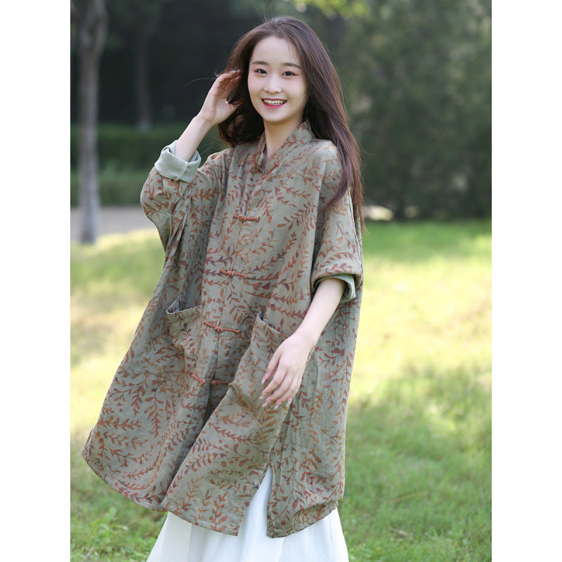 Ethnic Style Retro Cotton Linen Coat Women