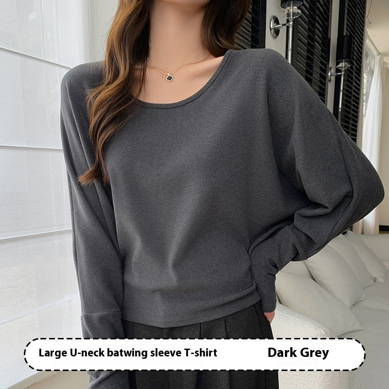 U-collar Batwing Sleeve Elegant Top For Women Autumn And Winter
