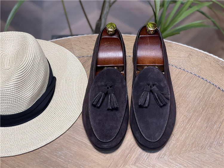 Fashion Retro British Beanie Shoes Men's Tassel Slip-on