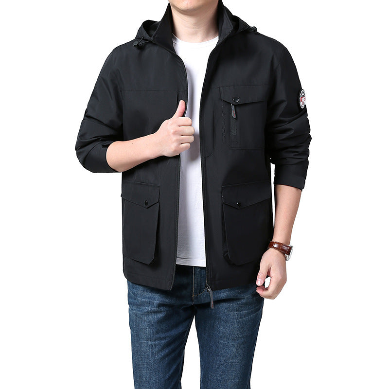 Men's Outdoor New Shell Jacket Plus Size Off Hat Multi-pocket Jacket