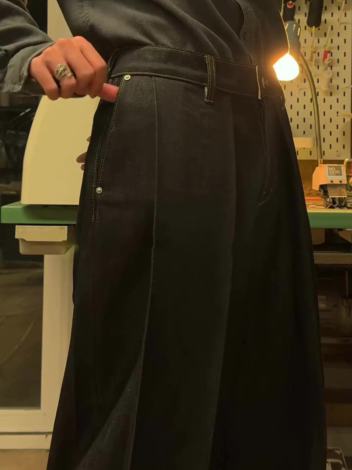 Classic Pocket Denim Wide-Leg Pants