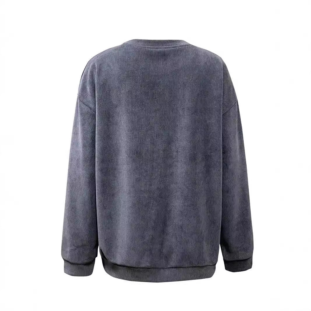 Rugby Graphic Print Crew Neck Long-sleeved Sweater