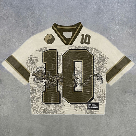 Europe And America Cross Border T-shirt Short Sleeve Quick-drying Loose Men's Hot Printed V-neck Ball Uniform