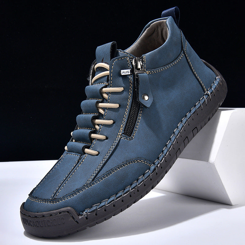 Men's Casual Leather Shoes Retro High Top