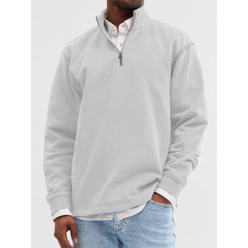 Outdoor Foreign Trade Men's Zipped Stand Collar Sweater Fashion Brand