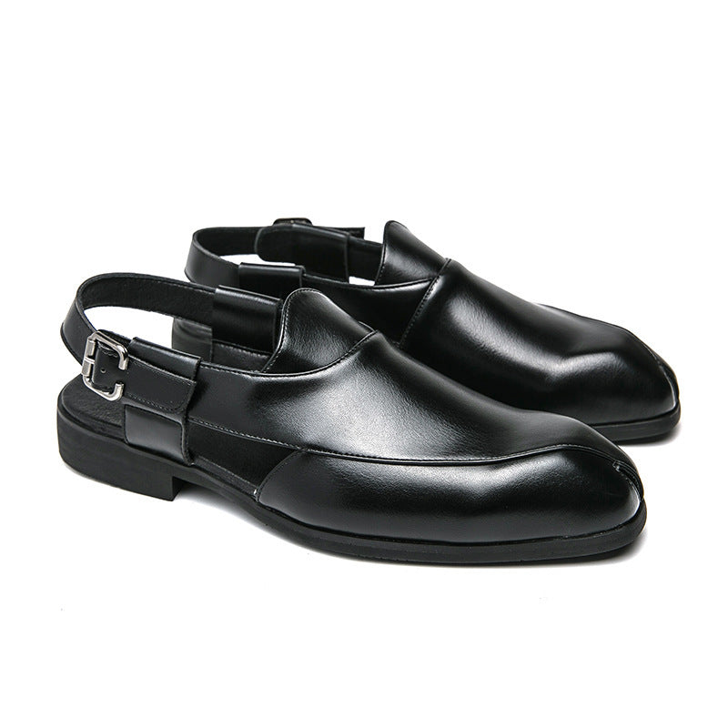 Plus Size Men's Slip-on Fashionable Breathable Lightweight British Style Leather Sandals