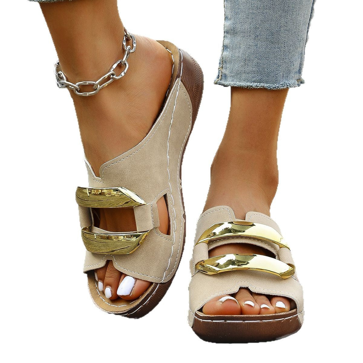 Sandals Roman Style Breathable Casual Platform Flip-flops Lightweight New Comfort Summer Flat Heel