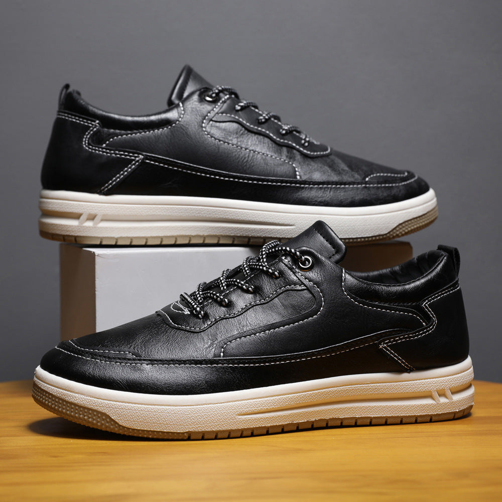 Leather Surface Men's Low-top Sneakers Warm Casual Shoes