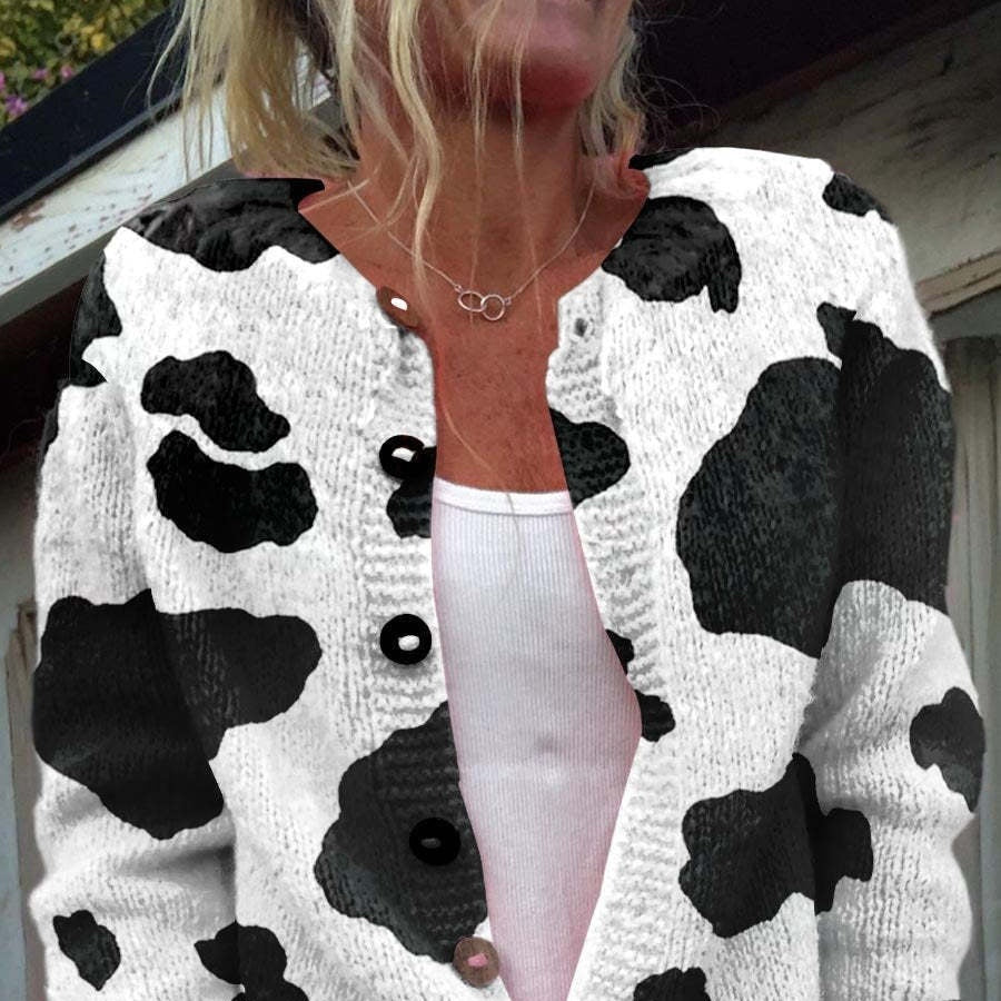3D Floral Print European And American Knitted Coat Fashion Women's Wear