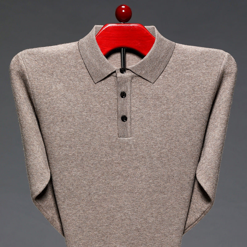 European And American Thickened Solid Color Polo Collar Knitwear Sweater